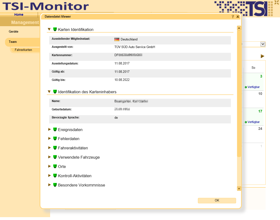 Details zu den Aktivitätsdaten, detaillierte Ereignis- oder technische Daten anzeigen